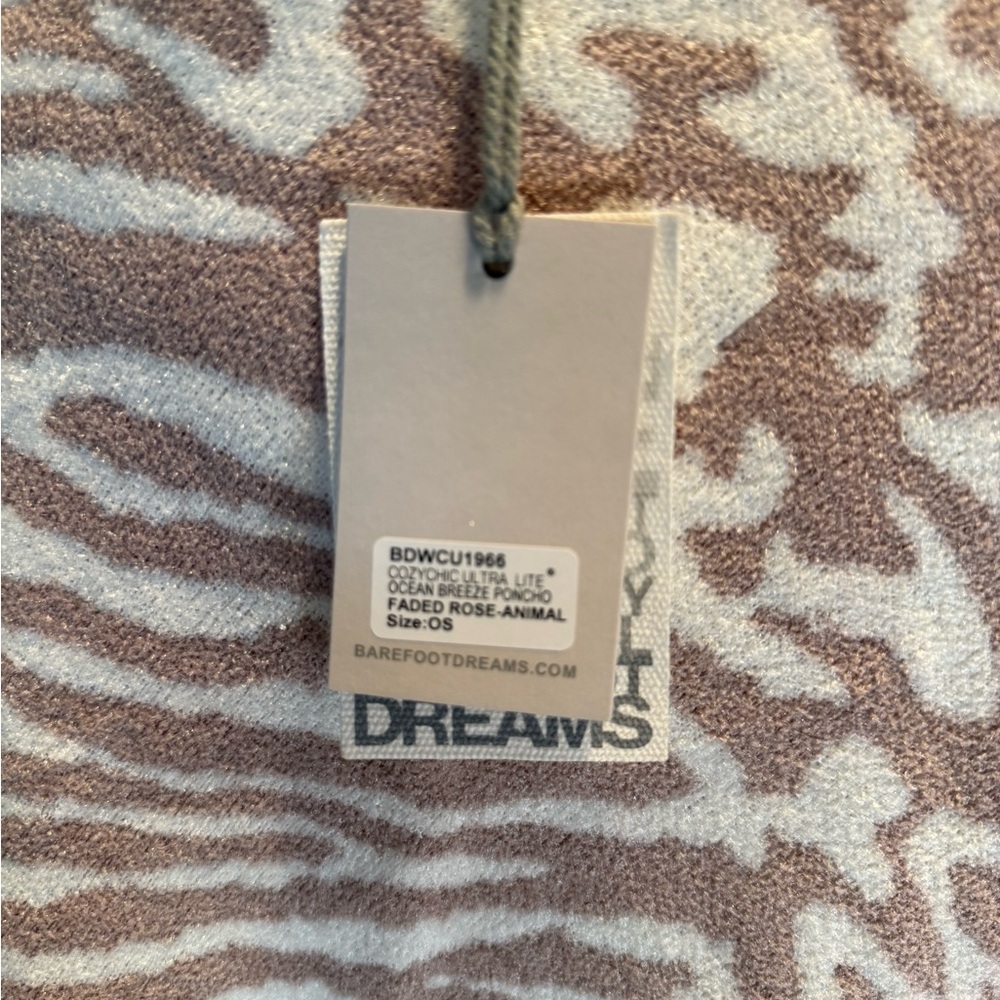 Barefoot Dreams CozyChic Ultra Lite Animal Print Poncho in the Faded Rose - Picture 4 of 5